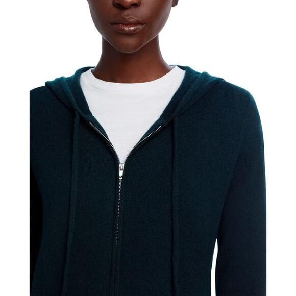 C by Bloomingdale's Women Dark Green Cashmere Knit Zip Hoodie Sweater Size XS - Picture 5 of 6